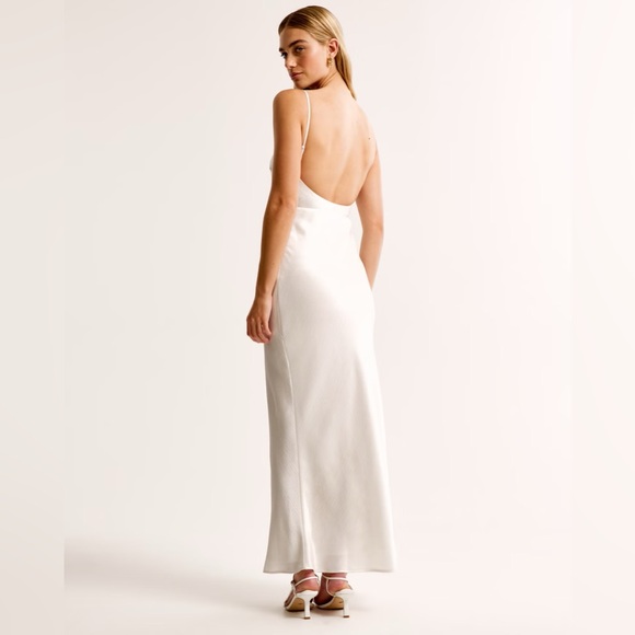 Abercrombie & Fitch High-Neck Crinkle Satin Maxi Dress (Size Small) - Picture 4 of 9